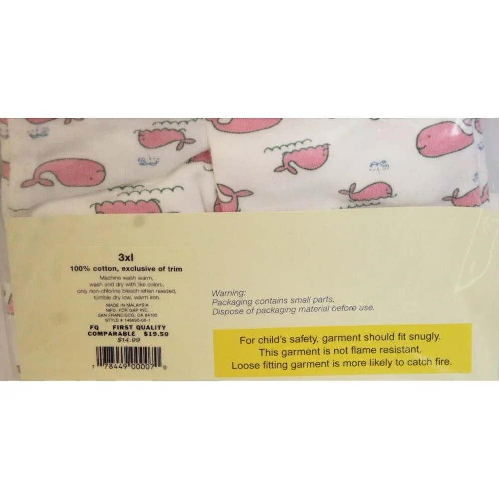 NEW Gap Kids Short Johns PJ Set Girls sz 3 XL Pink Whales 2pc Summer Loungewear